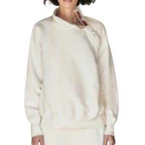 Sundry Fleece Pullover Women 2 or up to M Eggshell Button Neck NWT Anthropologie
